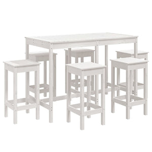 vidaXL 7 Piece Garden Bar Set White Solid Wood Pine