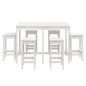 vidaXL 7 Piece Garden Bar Set White Solid Wood Pine