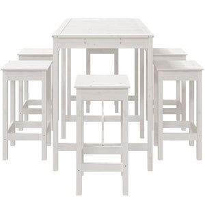 vidaXL 7 Piece Garden Bar Set White Solid Wood Pine