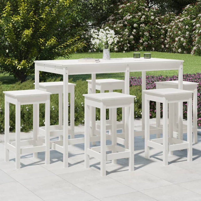 vidaXL 7 Piece Garden Bar Set White Solid Wood Pine