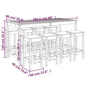 vidaXL 9 Piece Garden Bar Set White Solid Wood Pine