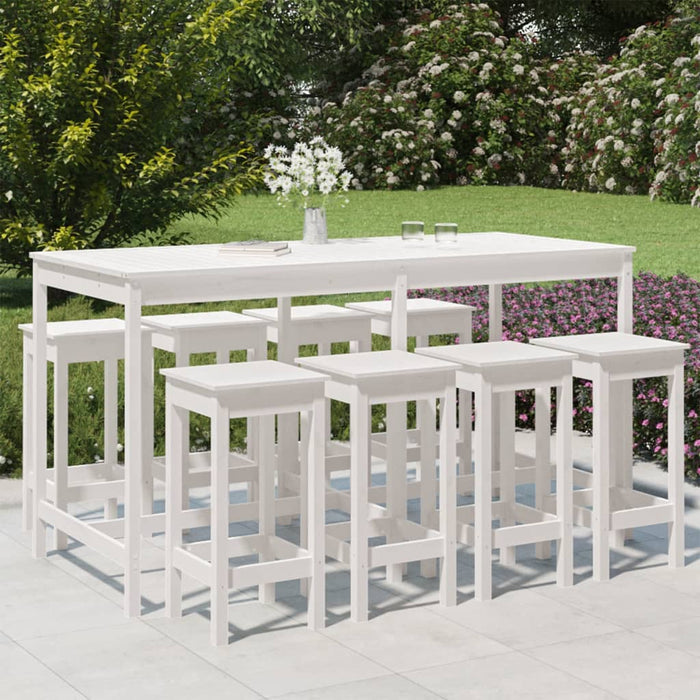 vidaXL 9 Piece Garden Bar Set White Solid Wood Pine