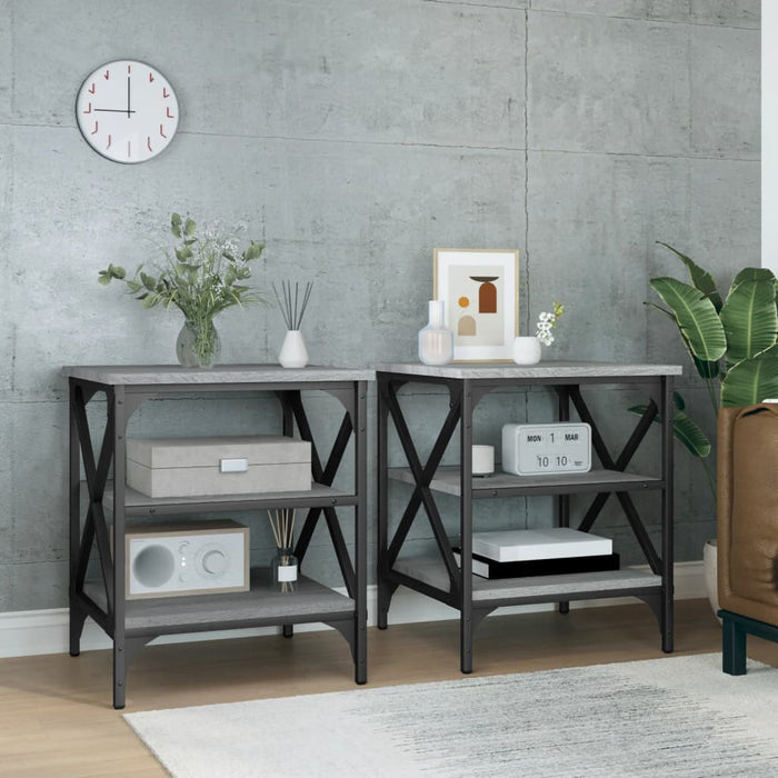 vidaXL Side Tables 2 pcs Grey Sonoma 40x42x50 cm Engineered Wood