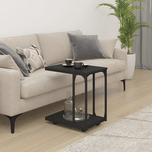 vidaXL Side Table with Wheels Black 50x35x55.5cm Engineered Wood