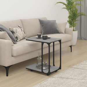 vidaXL Side Table with Wheels Grey Sonoma 50x35x55.5cm Engineered Wood