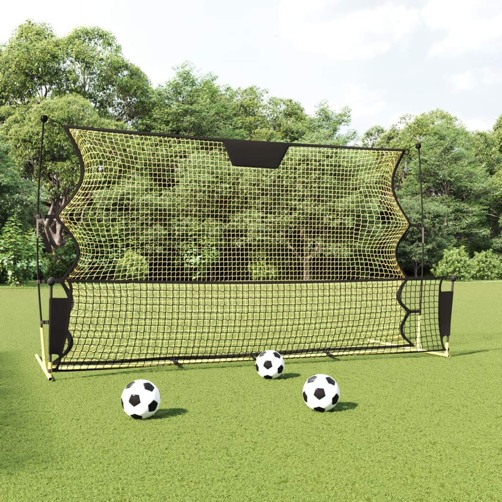 vidaXL Football Rebounder Net Black and Yellow 183x85x120 cm Polyester