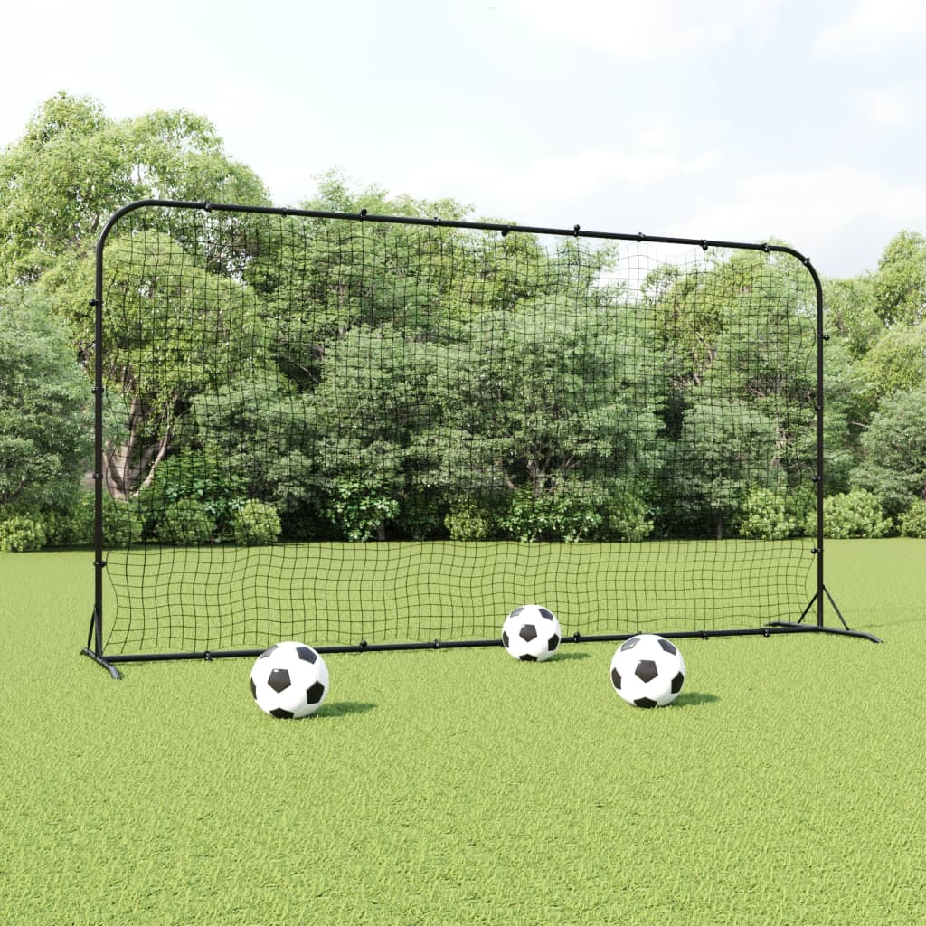 vidaXL Football Rebounder Net Black 366x90x183 cm HDPE