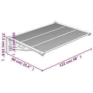 vidaXL Door Canopy Black and Transparent 122x90 cm Polycarbonate