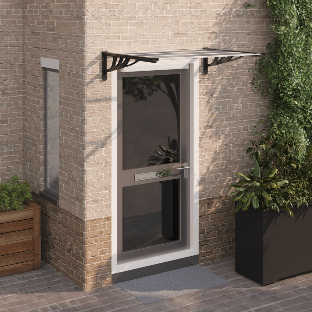 vidaXL Door Canopy Black and Transparent 122x90 cm Polycarbonate