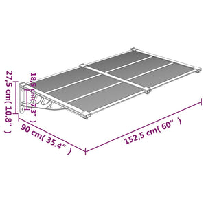 vidaXL Door Canopy Black and Transparent 152.5x90 cm Polycarbonate