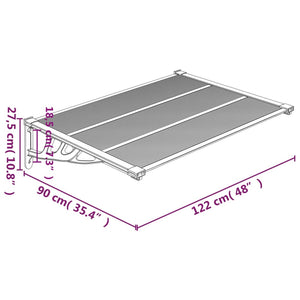 vidaXL Door Canopy Grey and Transparent 122x90 cm Polycarbonate