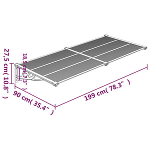 vidaXL Door Canopy Black 199x90 cm Polycarbonate