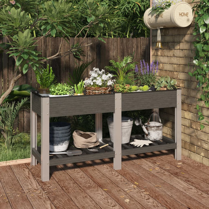 vidaXL Garden Raised Bed with Shelf Grey 150x50x75 cm WPC