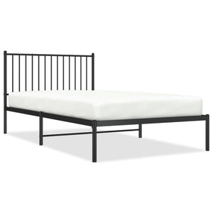 vidaXL Metal Bed Frame without Mattress with Headboard Black 107x203cm