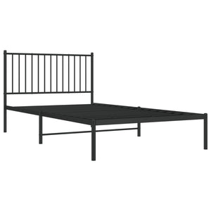 vidaXL Metal Bed Frame without Mattress with Headboard Black 107x203cm