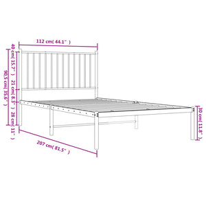 vidaXL Metal Bed Frame without Mattress with Headboard Black 107x203cm