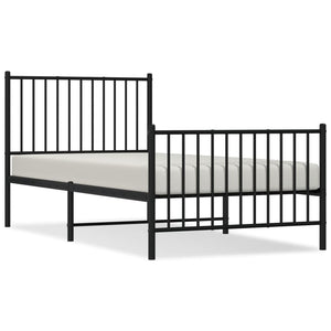 vidaXL Metal Bed Frame without Mattress with Footboard Black 90x190cm