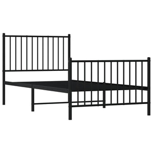 vidaXL Metal Bed Frame without Mattress with Footboard Black 90x190cm