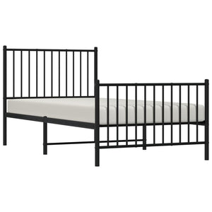 vidaXL Metal Bed Frame without Mattress with Footboard Black 90x190cm