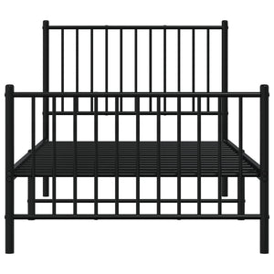 vidaXL Metal Bed Frame without Mattress with Footboard Black 90x190cm