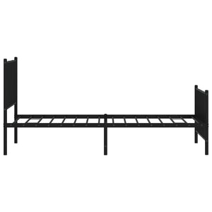 vidaXL Metal Bed Frame without Mattress with Footboard Black 90x190cm