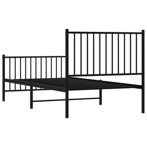 vidaXL Metal Bed Frame without Mattress with Footboard Black 90x190cm