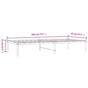 vidaXL Metal Bed Frame White 90x190 cm Single