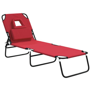 vidaXL Folding Sun Lounger Red Oxford Fabric&Powder-coated Steel