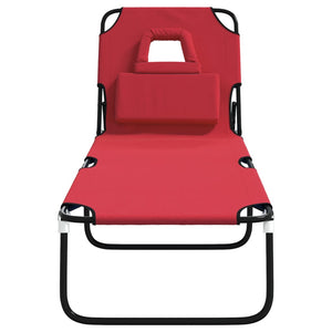 vidaXL Folding Sun Lounger Red Oxford Fabric&Powder-coated Steel