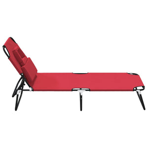 vidaXL Folding Sun Lounger Red Oxford Fabric&Powder-coated Steel