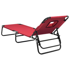 vidaXL Folding Sun Lounger Red Oxford Fabric&Powder-coated Steel