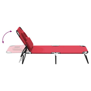 vidaXL Folding Sun Lounger Red Oxford Fabric&Powder-coated Steel