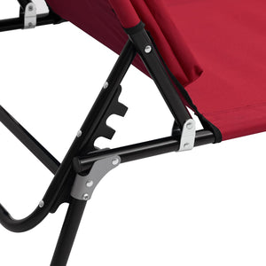 vidaXL Folding Sun Lounger Red Oxford Fabric&Powder-coated Steel