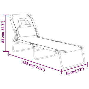 vidaXL Folding Sun Lounger Red Oxford Fabric&Powder-coated Steel