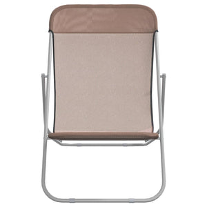 vidaXL Folding Beach Chairs 2 pcs Brown Textilene&Powder-coated Steel