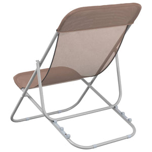 vidaXL Folding Beach Chairs 2 pcs Brown Textilene&Powder-coated Steel