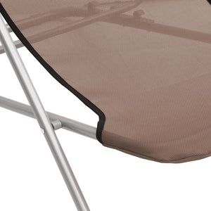 vidaXL Folding Beach Chairs 2 pcs Brown Textilene&Powder-coated Steel