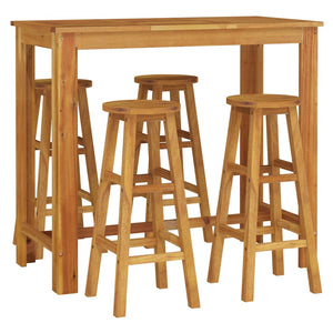 vidaXL 5 Piece Garden Bar Set Solid Wood  Acacia