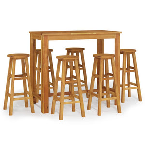 vidaXL 7 Piece Garden Bar Set Solid Wood  Acacia