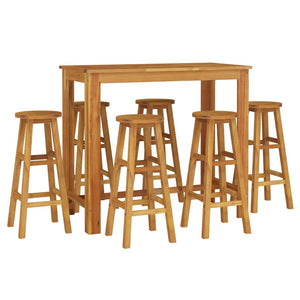 vidaXL 7 Piece Garden Bar Set Solid Wood  Acacia