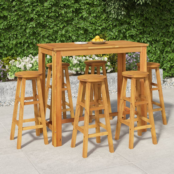 vidaXL 7 Piece Garden Bar Set Solid Wood  Acacia