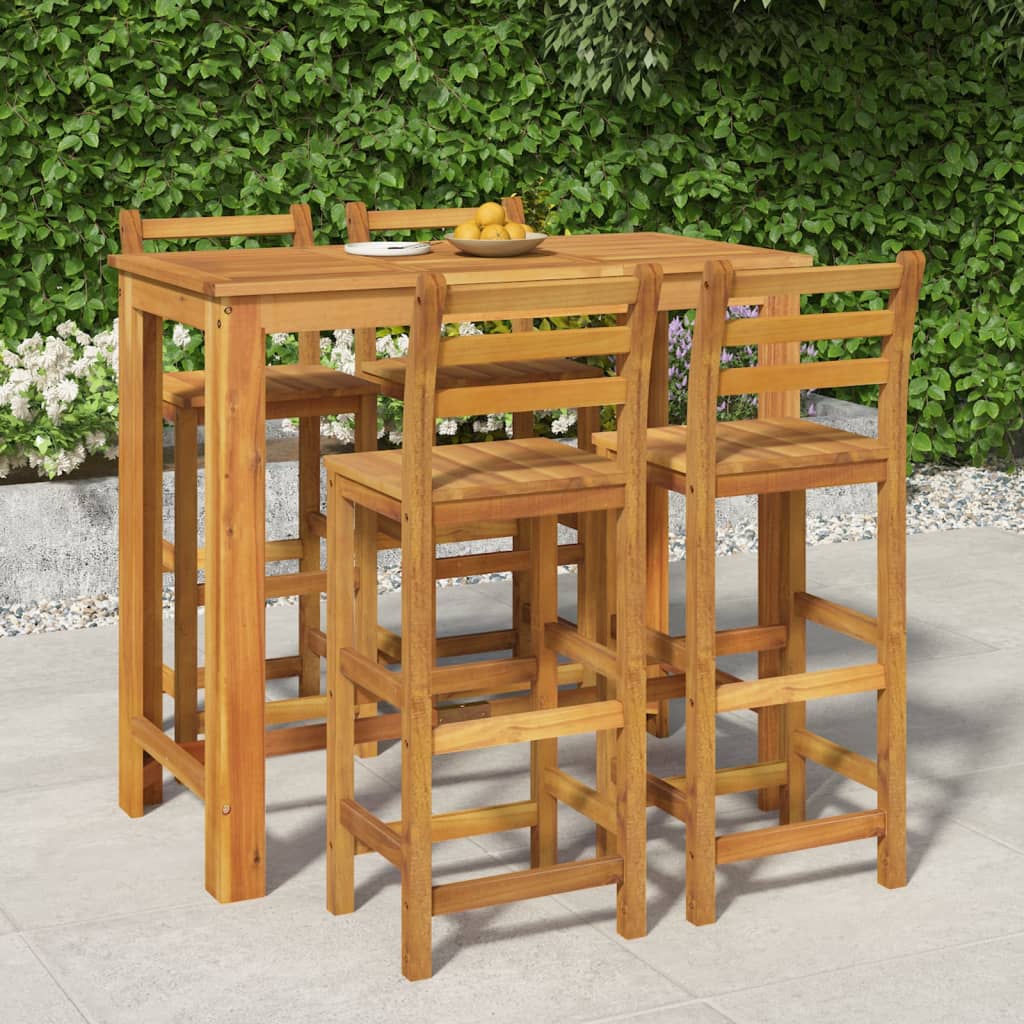 vidaXL 5 Piece Garden Bar Set Solid Wood  Acacia