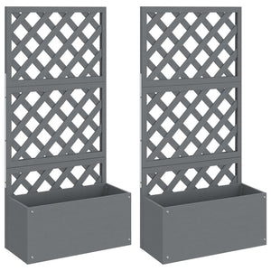 vidaXL Trellis Planters 2 pcs Grey 65x33x135 cm WPC