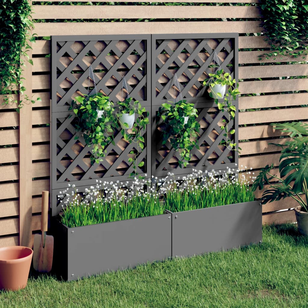 vidaXL Trellis Planters 2 pcs Grey 65x33x135 cm WPC