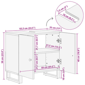 vidaXL Sink Cabinet 62x33x58 cm Solid Wood Reclaimed and Engineered Wood