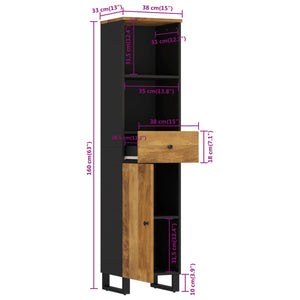 vidaXL Bathroom Cabinet 38x33x160 cm Solid Wood Mango