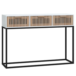 vidaXL Console Table White 105x30x75 cm Engineered Wood and Iron