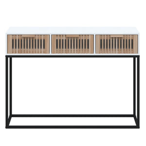 vidaXL Console Table White 105x30x75 cm Engineered Wood and Iron