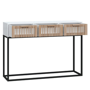 vidaXL Console Table White 105x30x75 cm Engineered Wood and Iron