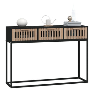 vidaXL Console Table Black 105x30x75 cm Engineered Wood and Iron